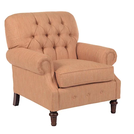 Rolled Arm Chair with Button Tufting